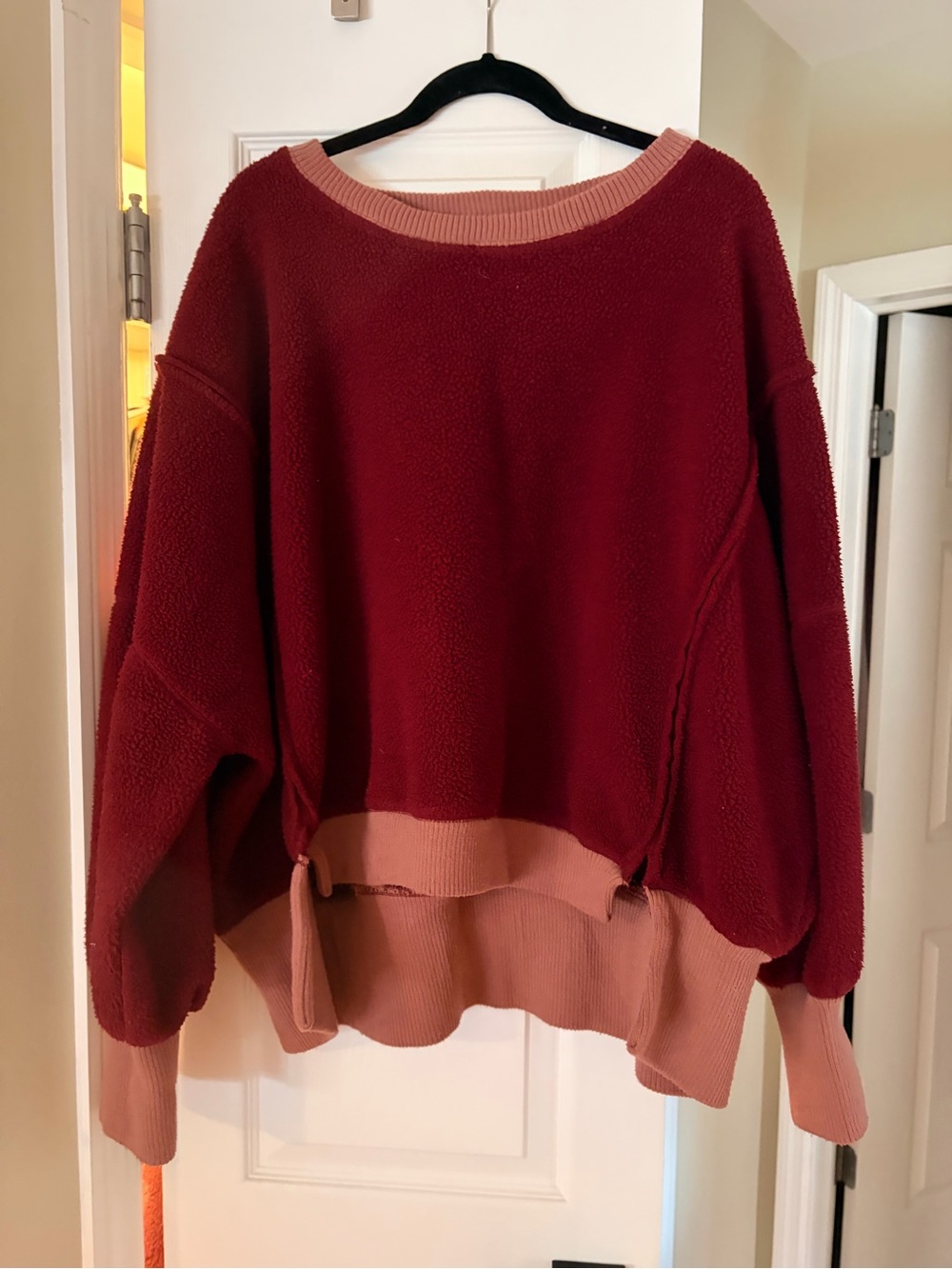 Free people Oversized Two-Tone Red and Dusty Pink Women's Sweater